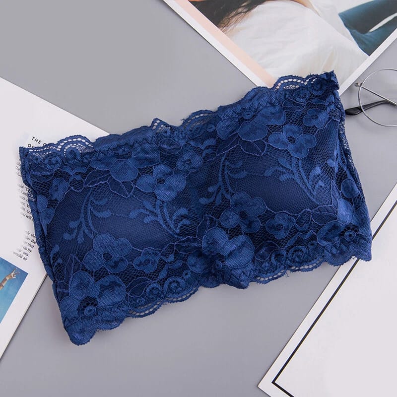 Floral Lace Tube Top Strapless Bra