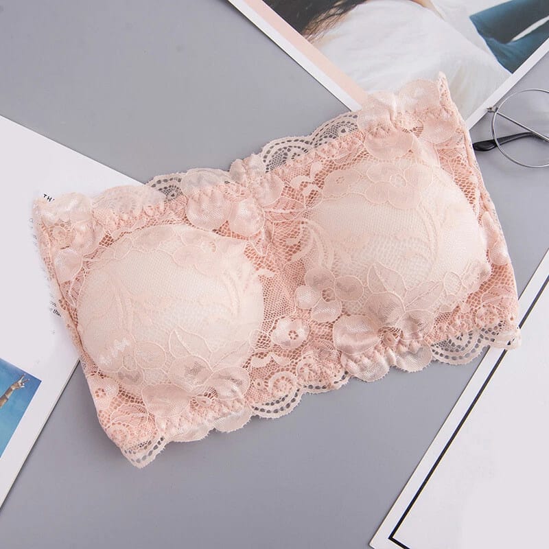 Floral Lace Tube Top Strapless Bra