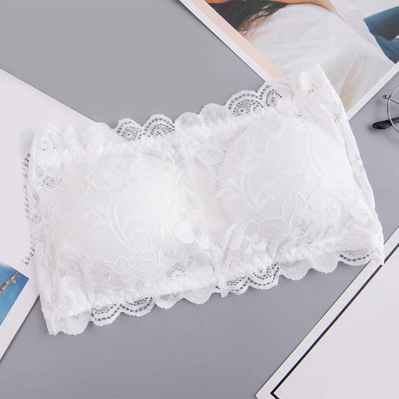 Floral Lace Tube Top Strapless Bra