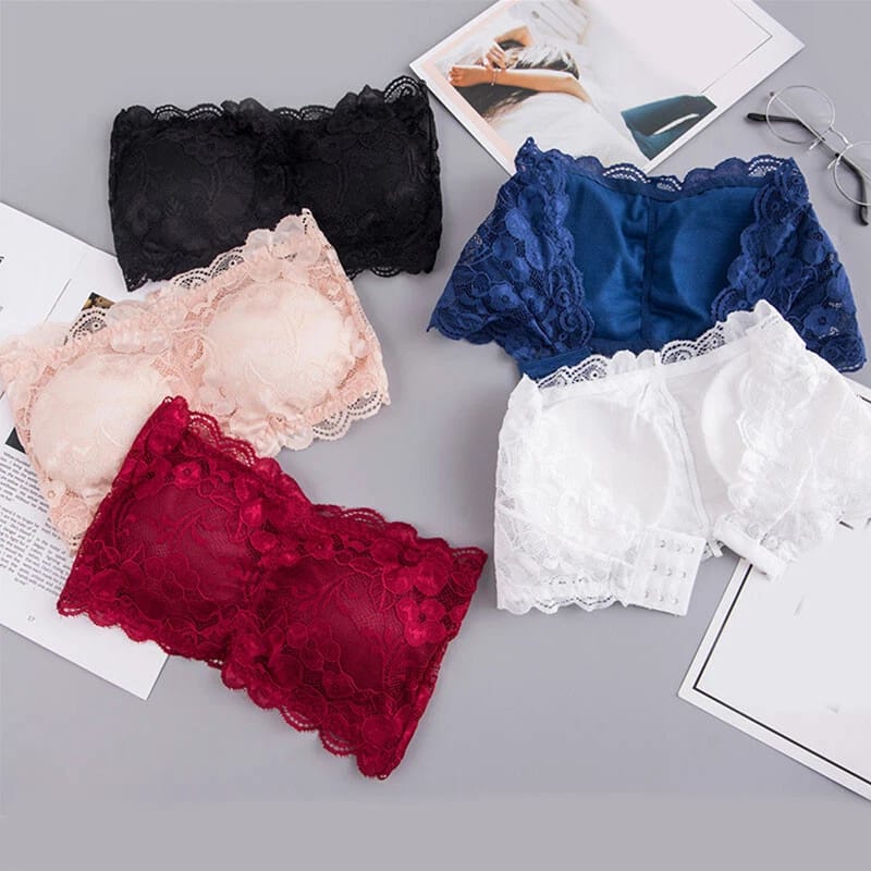 Floral Lace Tube Top Strapless Bra
