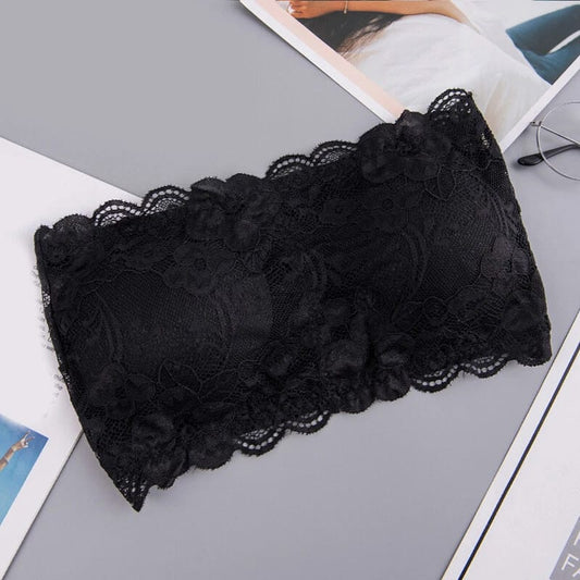 Floral Lace Tube Top Strapless Bra